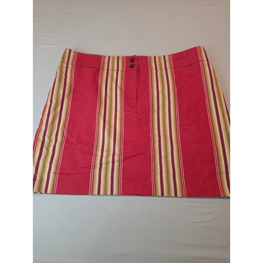 Tommy Hilfiger Womens‎ Red Striped Mini Skirt Size 16 Preppy Cotton Blend 0878